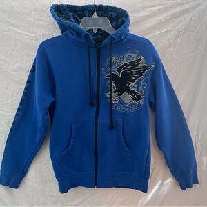 Universal Studios Harry Potter Ravenclaw Zip Up Hoodie XS Blue Graphic